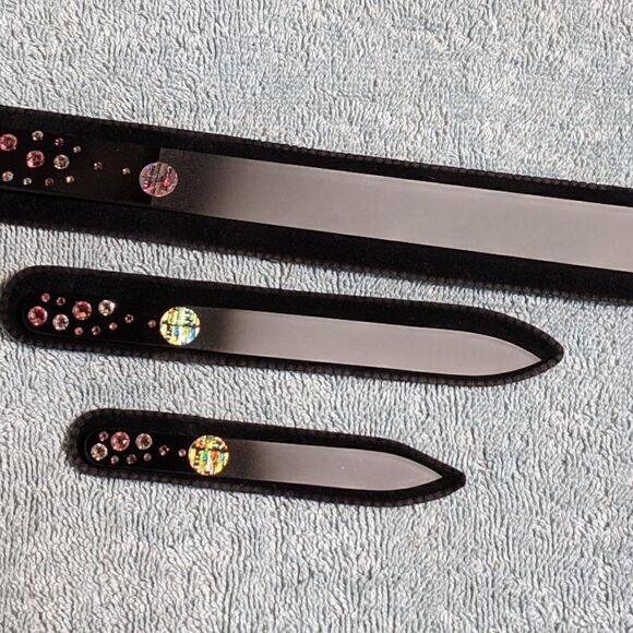 🆕SET OF 3 Black Nail Files - W/BEAUTIFUL SWAROVSKI CRYSTALS - MULTIPLE COLORS - Picture 11 of 11